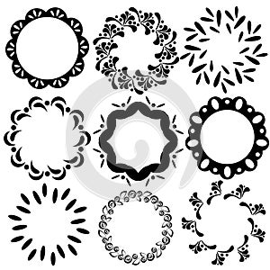 Vector simple floral and geometric circle frames