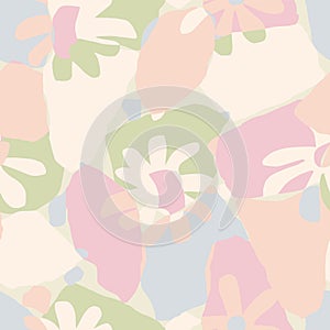 Vector simple flower and layers shape illustration seamless repeat pattern
