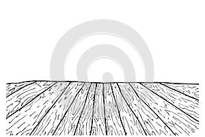 vector simple hand draw sketch of perspective wooden floor
