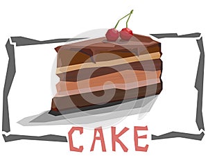 Vector simple illustration of piece of cake.