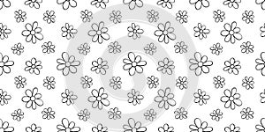 Vector simple primitive floral seamless pattern. Cute endless print with flowers drawn by hand. Sketch, doodle, scribble