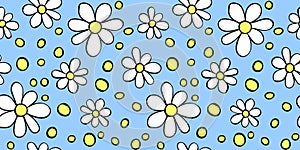 Vector simple primitive floral seamless pattern. Cute endless print with flowers. Summer spring texture