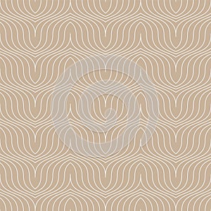 Vector simple seamless curve outline pattern. Striped endless wave texture. Simple repeatable minimalistic background