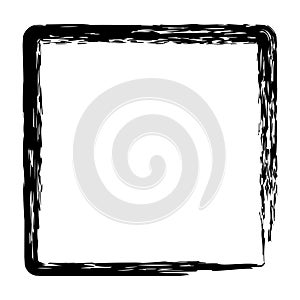 vector simple square frame from black crayon, at white background