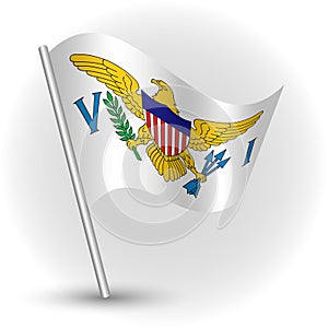 Vector simple triangle islander flag on slanted silver pole - symbol of united states virgin islands with metal stick -