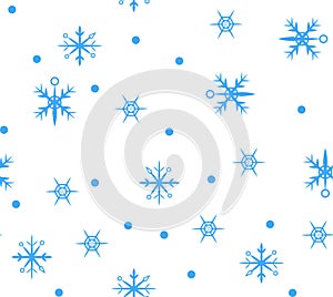 Vector simple unusual seamless pattern with geometric flat snowflakes. Print for wrapping paper texture, posters, winter