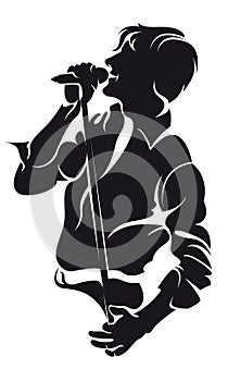 Vector singin man, silhouette