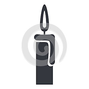 Vector Single Black Silhouette Icon - Burning Candle