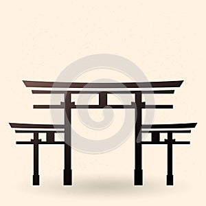 Vector Black Silhouette Shinto Torii Gate Icon