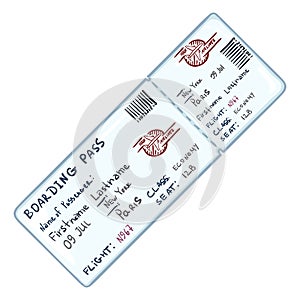 Vector Single Cartoon Blue Avia Ticket photo