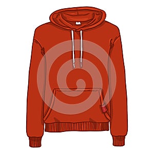 Vector Single Cartoon Illustration - Red Hoodie Sweatshirt