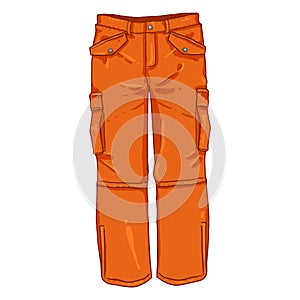 Vector Single Cartoon Illustration - Winter Orange Hiking Trousers