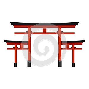 Vector Single Color Flat Shinto Torii Gate Icon