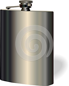 Vector single hip flask on white background