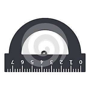 Vector Single Icon - Black Silhouette Protractor Ruler