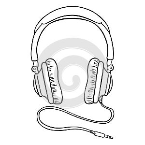Vector Single Lineart Circumaural Headphones with Wire