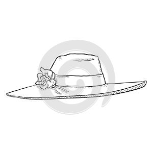 Vector Single Sketch Elegance Women Hat