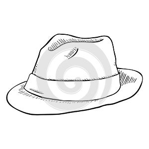 Vector Single Sketch Fedora Hat