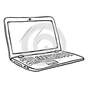 Vector Single Sketch Open Laptop