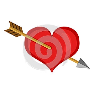 Vector Single Valentine Icon - Heart Pierced with an Arrow