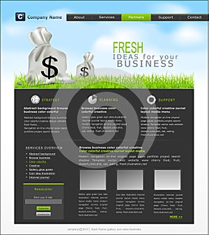 Vector site with a bag of dollars for Business