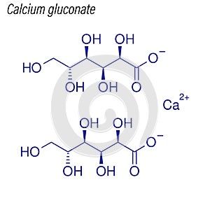 Vector Skeletal formula of Calcium gluconate. Drug chemical molecule