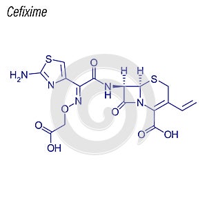 Vector Skeletal formula of Cefixime. Drug chemical molecule