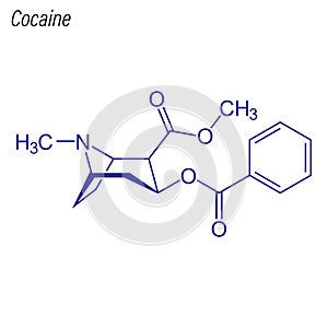 Vector Skeletal formula of Cocaine. Drug chemical molecule