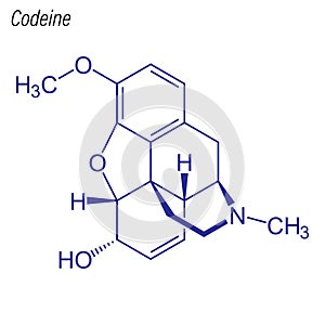 Vector Skeletal formula of Codeine. Drug chemical molecule