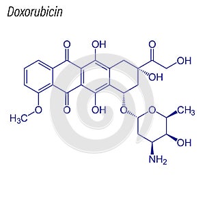 Vector Skeletal formula of Doxorubicin. Drug chemical molecule