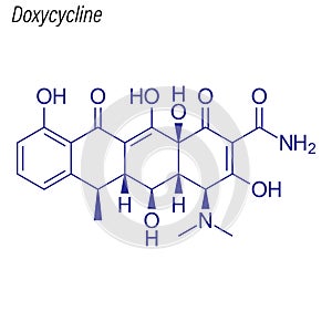 Vector Skeletal formula of Doxycycline. Drug chemical molecule