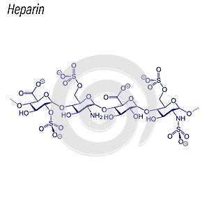 Vector Skeletal formula of Heparin. Drug chemical molecule