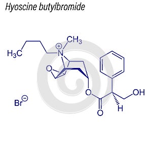 Vector Skeletal formula of Hyoscine butylbromide. Drug chemical