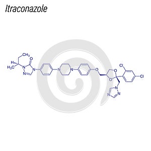 Vector Skeletal formula of Itraconazole. Drug chemical molecule