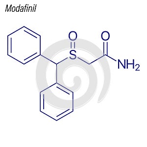 Vector Skeletal formula of Modafinil. Drug chemical molecule