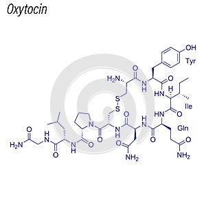 Vector Skeletal formula of Oxytocin. Drug chemical molecule