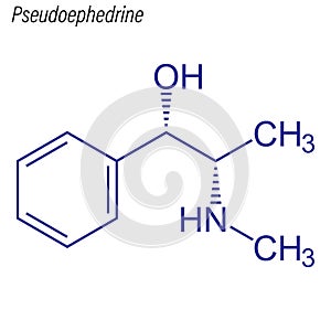 Vector Skeletal formula of Pseudoephedrine. Drug chemical molecu