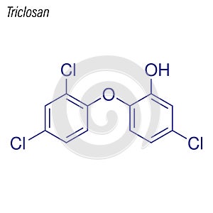 Vector Skeletal formula of Triclosan. Antimicrobial chemical mol