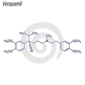 Vector Skeletal formula of Verapamil. Drug chemical molecule