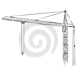 Vector Sketch Building Tower Crane