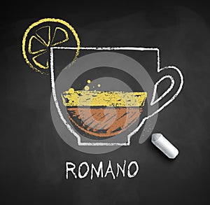 Vector sketch of coffee Romano