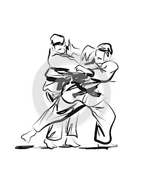 Vector sketch competing judo