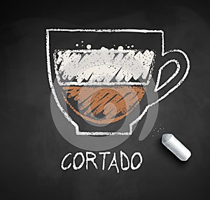 Vector sketch of Cortado coffee photo