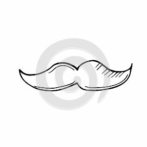 Vector of sketch doodle, mustache icon on isolated background