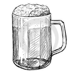 Vector Sketch Drawing Illustration of Beer Mug