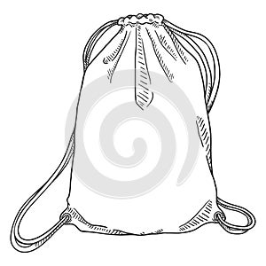 Vector Sketch Drawstring Bag. Shoesbag
