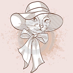 Vector sketch of elegant cat