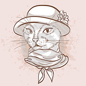 Vector sketch of elegant cat