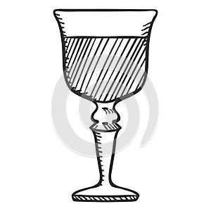 Vector Sketch Goblet Glass with Liquor