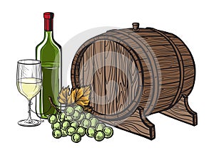 Vector sketch of grapes, wine glass for design